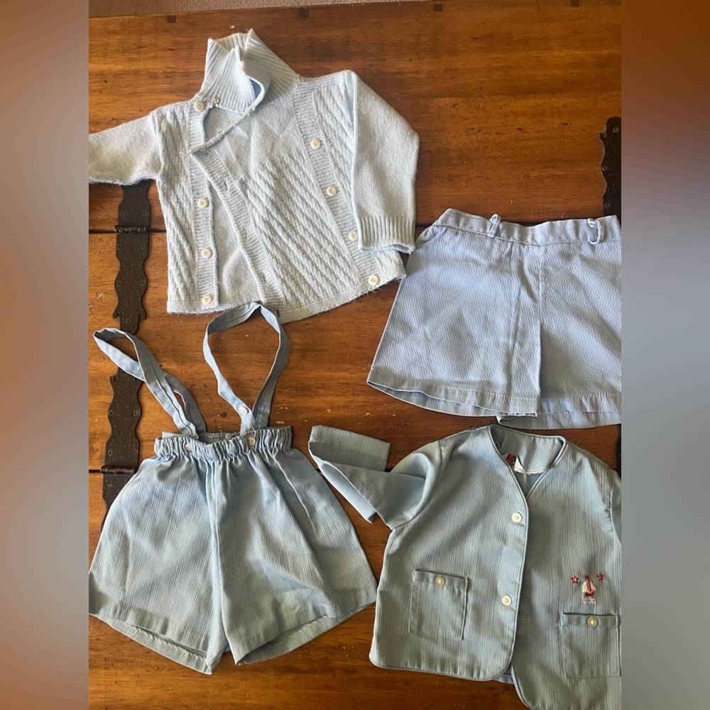 Vintage 50s 1950s Layette Set Jacket Shorts Blue Boy Julius Berger Baby